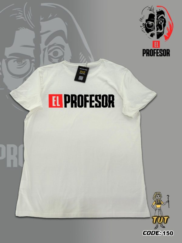 TUT-Slim-Fit-Round-Cotton-T-Shirt-Short-Sleeve-Men-Off-White-T2RTM00OW00150-Back-Printed-White-Red-Series-El-Profesor