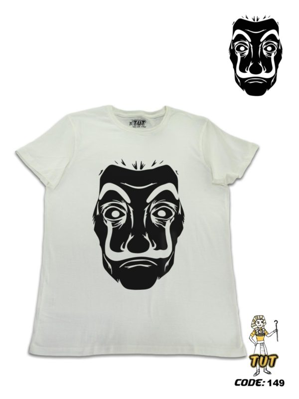 TUT-Slim-Fit-Round-Cotton-T-Shirt-Short-Sleeve-Men-Off-White-T2RTM0OW00149-Printed-Black-Salvador-Dali-Mask