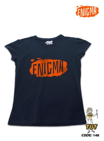 TUT-Slim-Fit-Round-Cotton-T-Shirt-Short-Sleeve-Women-Blue-Black-T2RTW00BB00148-Printed-Orange-Quotations-Enigma