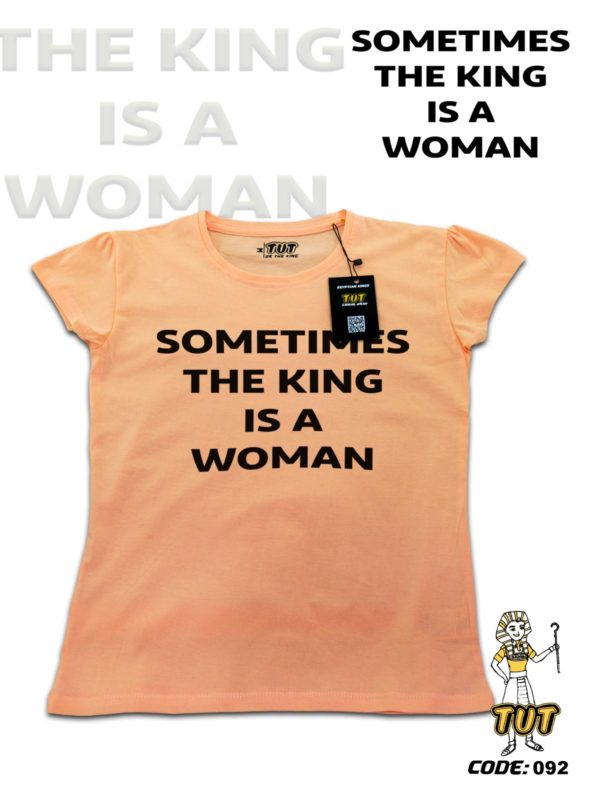 TUT-Slim-Fit-Round-T-Shirt-Short-Sleeve-Women-Pale-Blush-T2RTW00PB00092-Printed-Quotations-The-king-is-Woman