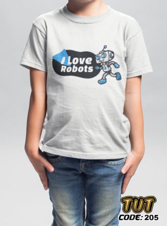 TUT-Round-Cotton-T-Shirt-Short-Sleeve-Kids-06-Off-What-T2RTK06OW00205-Printed-Quotations-I-Love-Robots-Model