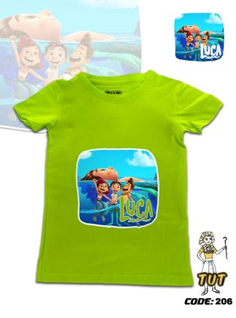 TUT-Round-Cotton-T-Shirt-Short-Sleeve-Kids-06-Phosphoric-Green-T2RTK06PG00206-Printed-Cartoon-Luca