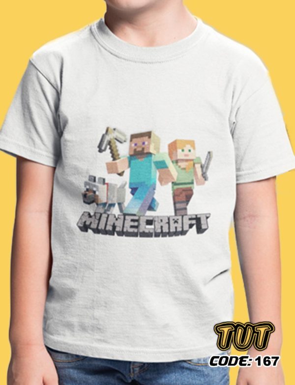 TUT-Round-Cotton-T-Shirt-Short-Sleeve-Kids-Off-White-T2RTK00OW00167-Printed-Minecraft-Model