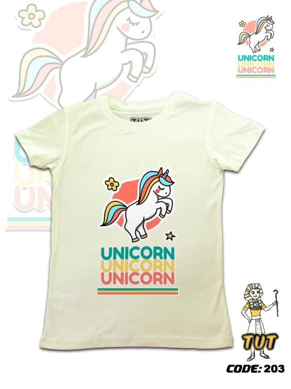 TUT-Round-Cotton-T-Shirt-Short-Sleeve-Kids-Off-White-T2RTK06OW00204-Printed-Cartoon-Unicorn