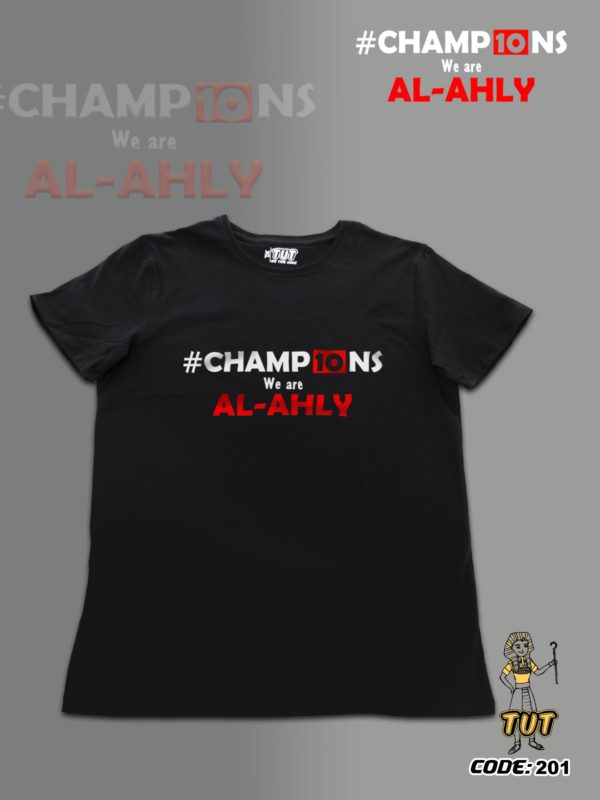 TUT-Slim-Fit-Round-Cotton-T-Shirt-Short-Sleeve-Men-Black-T2RTM00BK00201-Printed-White-Red-Sports-Champ10ns-We-are-AL-AHLY