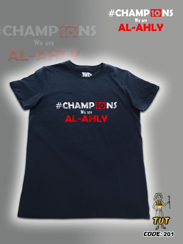 TUT-Slim-Fit-Round-Cotton-T-Shirt-Short-Sleeve-Men-Blue-Black-T2RTM00BB00201-Printed-White-Red-Sports-Champ10ns-We-are-AL-AHLY
