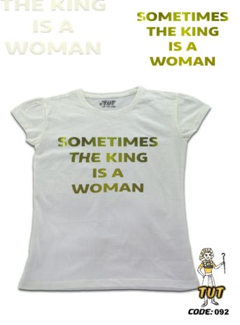TUT-Slim-Fit-Round-T-Shirt-Short-Sleeve-Women-Off-White-T2RTW00OW00092-Printed-Quotations-The-king-is-Woman