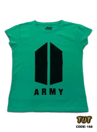 TUT-Slim-Fit-Round-Cotton-T-Shirt-Short-Sleeve-Women-Aquamarine-T2RTW00AM00188-Printed-Music-BTS-Army-Logo