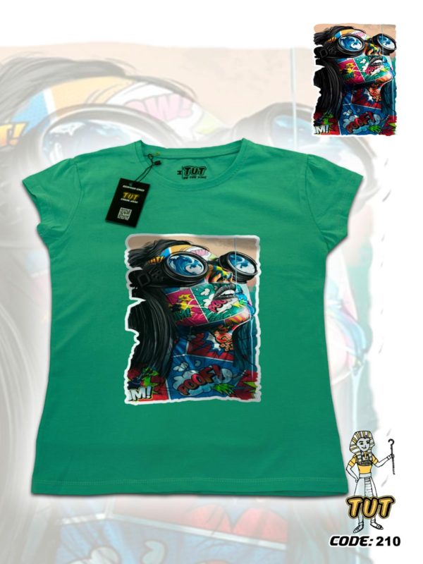 TUT-Slim-Fit-Round-Cotton-T-Shirt-Short-Sleeve-Women-Aquamarine-T2RTW00AM00210-Printed-Colors-Arts-Beauty-in-our