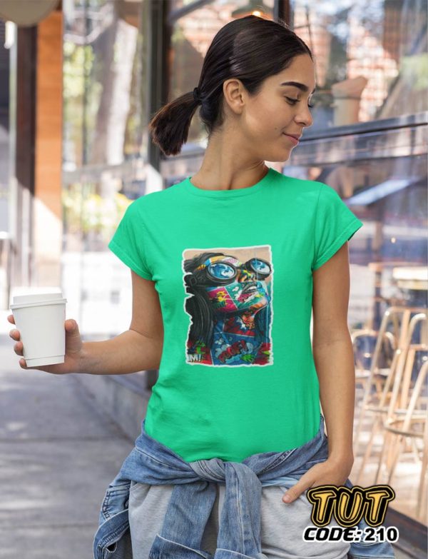 TUT-Slim-Fit-Round-Cotton-T-Shirt-Short-Sleeve-Women-Aquamarine-T2RTW00AM00210-Printed-Colors-Arts-Beauty-in-our-Model