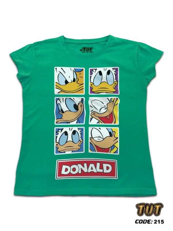 TUT-Slim-Fit-Round-Cotton-T-Shirt-Short-Sleeve-Women-Aquamarine-T2RTW00AM00215-Printed-Cartoon-Donald