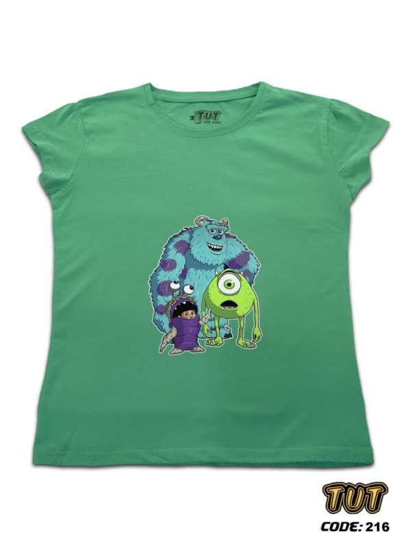 TUT-Slim-Fit-Round-Cotton-T-Shirt-Short-Sleeve-Women-Aquamarine-T2RTW00AM00216-Printed-Cartoon-Monsters-Inc
