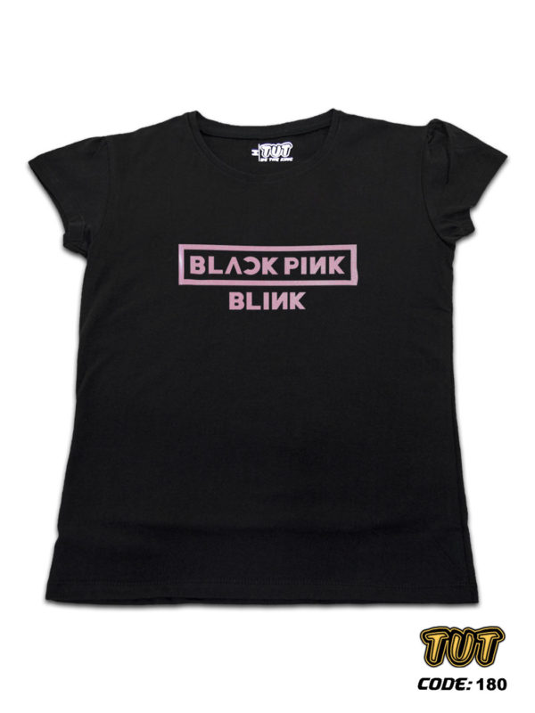 TUT-Slim-Fit-Round-Cotton-T-Shirt-Short-Sleeve-Women-Black-T2RTW00BK00180-Printed-Music-Black-Pink-Blink