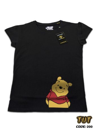 TUT-Slim-Fit-Round-Cotton-T-Shirt-Short-Sleeve-Women-Black-T2RTW00BK00200-Printed-Cartoon-Winnie-The-Pooh