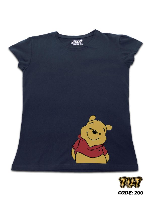 TUT-Slim-Fit-Round-Cotton-T-Shirt-Short-Sleeve-Women-Blue-Black-T2RTW00BB00200-Printed-Cartoon-Winnie-The-Pooh