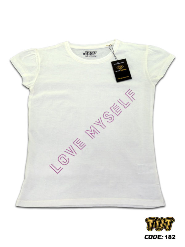 TUT-Slim-Fit-Round-Cotton-T-Shirt-Short-Sleeve-Women-Off-White-T2RTW00OW00182-Printed-Music-BTS-Love-Myself