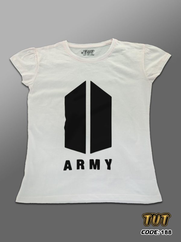 TUT-Slim-Fit-Round-Cotton-T-Shirt-Short-Sleeve-Women-Off-White-T2RTW00OW00188-Printed-Music-BTS-Army-Logo