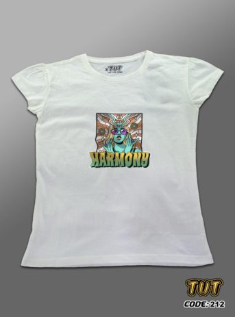 TUT-Slim-Fit-Round-Cotton-T-Shirt-Short-Sleeve-Women-Off-White-T2RTW00OW00212-Printed-Arts-Harmony