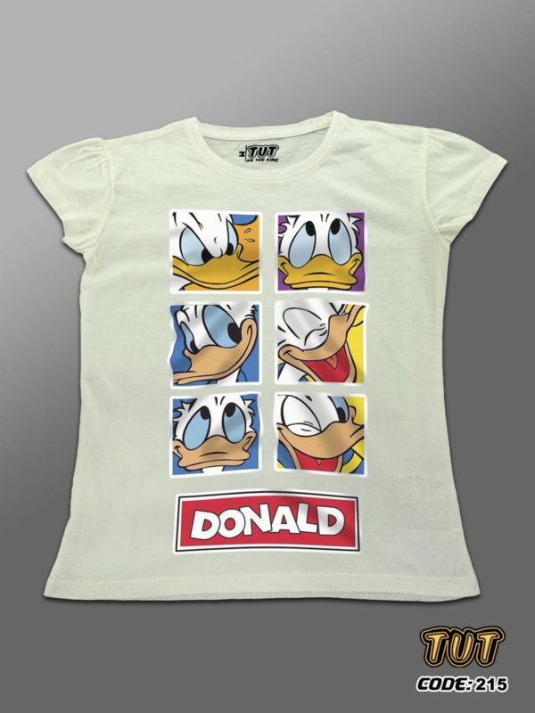 TUT-Slim-Fit-Round-Cotton-T-Shirt-Short-Sleeve-Women-Off-White-T2RTW00OW00215-Printed-Cartoon-Donald