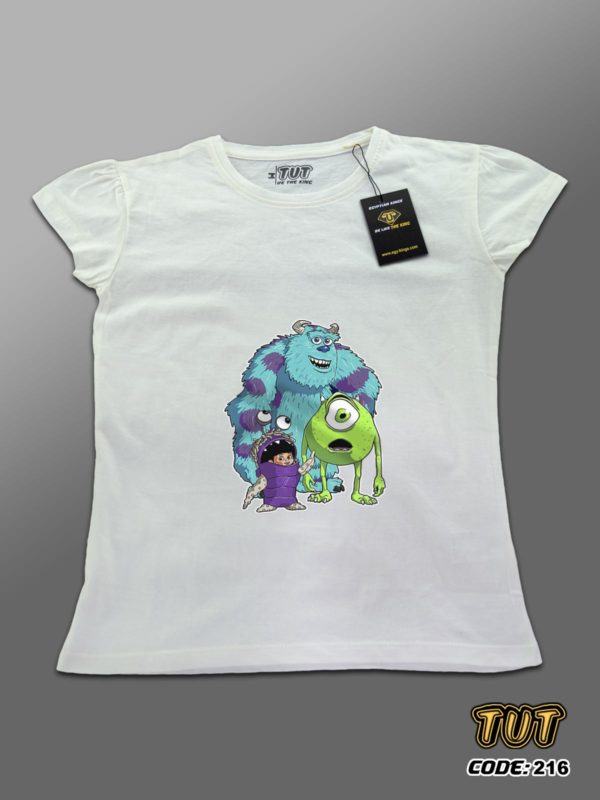 TUT-Slim-Fit-Round-Cotton-T-Shirt-Short-Sleeve-Women-Off-White-T2RTW00OW00216-Printed-Cartoon-Monsters-Inc