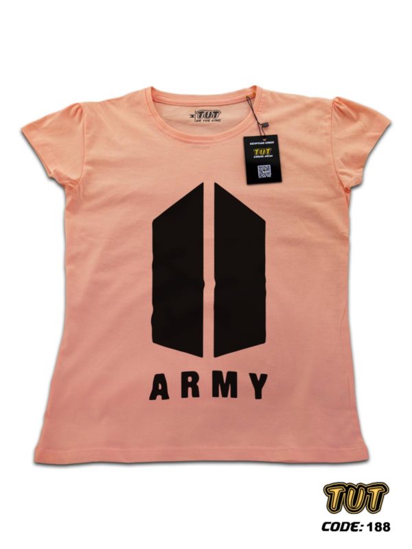 TUT-Slim-Fit-Round-Cotton-T-Shirt-Short-Sleeve-Women-Pale-Blush-T2RTW00PB00188-Printed-Music-BTS-Army-Logo