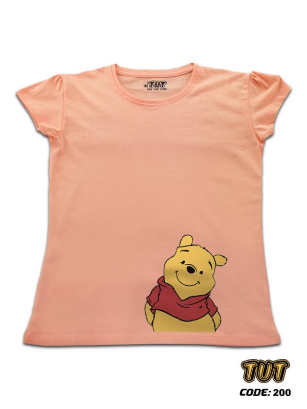 TUT-Slim-Fit-Round-Cotton-T-Shirt-Short-Sleeve-Women-Pale-Blush-T2RTW00PB00200-Printed-Cartoon-Winnie-The-Pooh