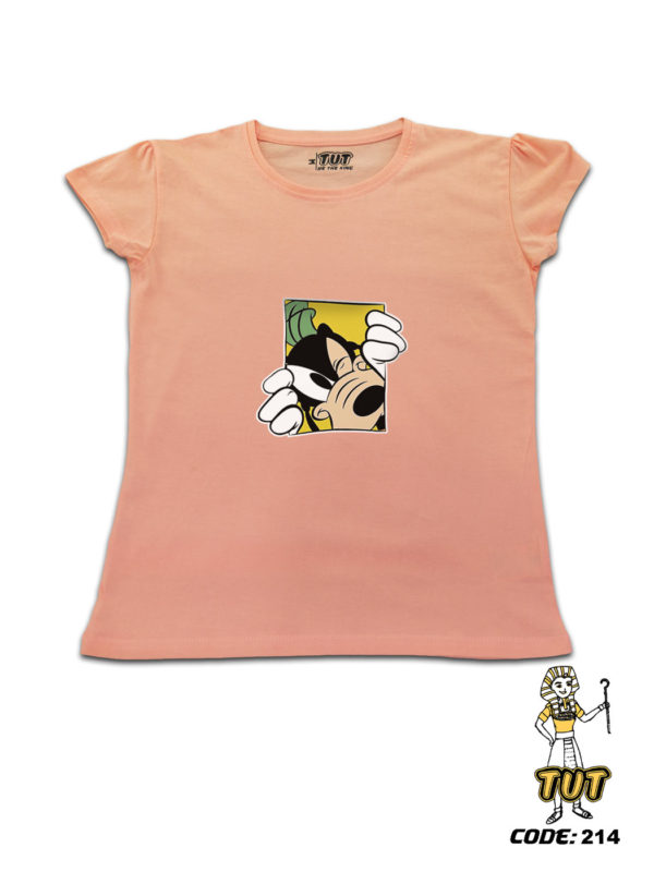 TUT-Slim-Fit-Round-Cotton-T-Shirt-Short-Sleeve-Women-Pale-Blush-T2RTW00PB00214-Printed-Cartoon-Goofy