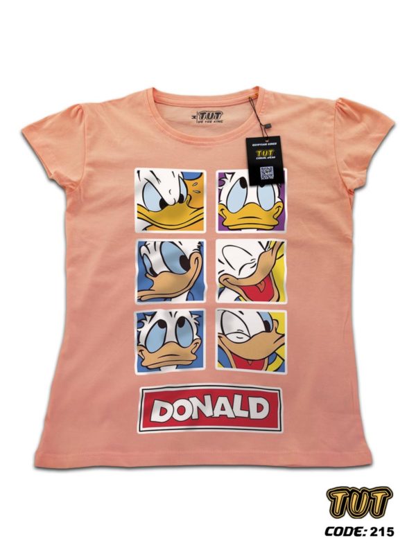 TUT-Slim-Fit-Round-Cotton-T-Shirt-Short-Sleeve-Women-Pale-Blush-T2RTW00PB00215-Printed-Cartoon-Donald