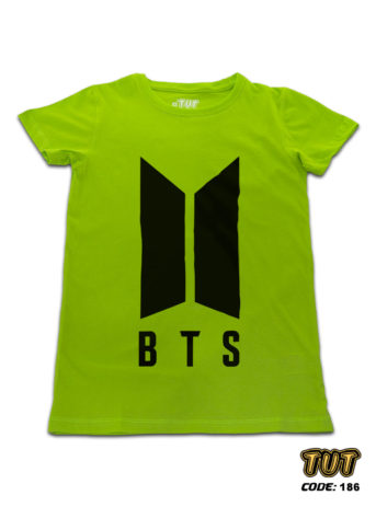 TUT-Round-Cotton-T-Shirt-Short-Sleeve-Kids-12-Phosphoric-Green-T2RTK00PG00186-Printed-Music-BTS-New-Logo