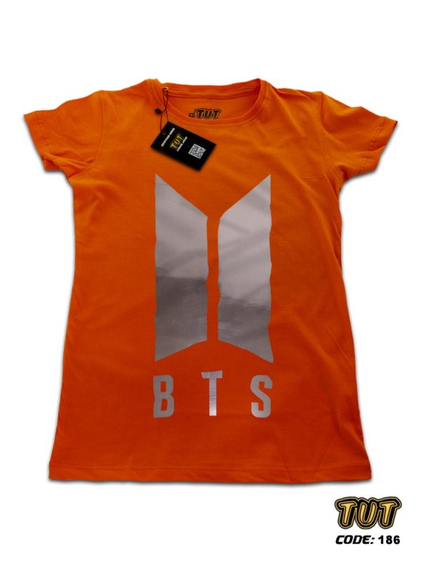 TUT-Round-Cotton-T-Shirt-Short-Sleeve-Kids-12-Phosphoric-Orange-T2RTK00PO00186-Printed-Music-BTS-New-Logo
